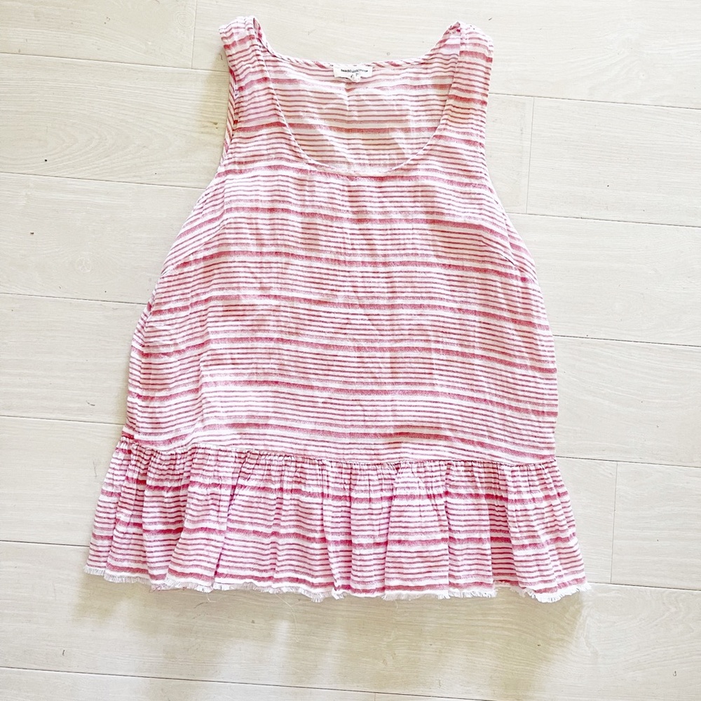 Beachlunchlounge  XL pink stripe tank top raw edge cotton
